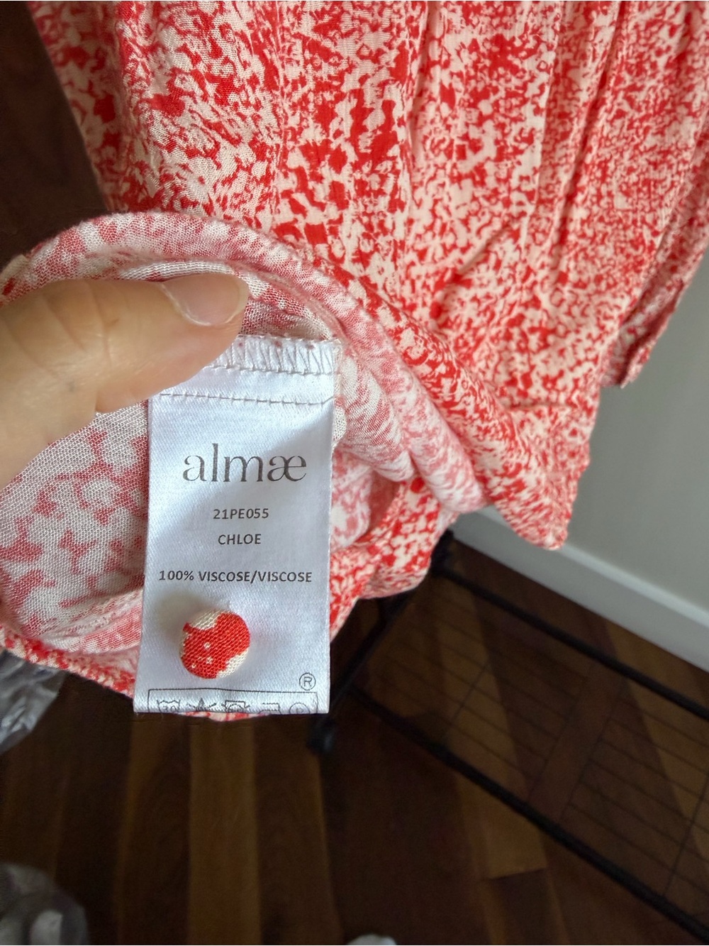 Almae France Red & White Printed Puff Shoulder Long Sleeve Blouse Size 3 (M/L) - Picture 10 of 10